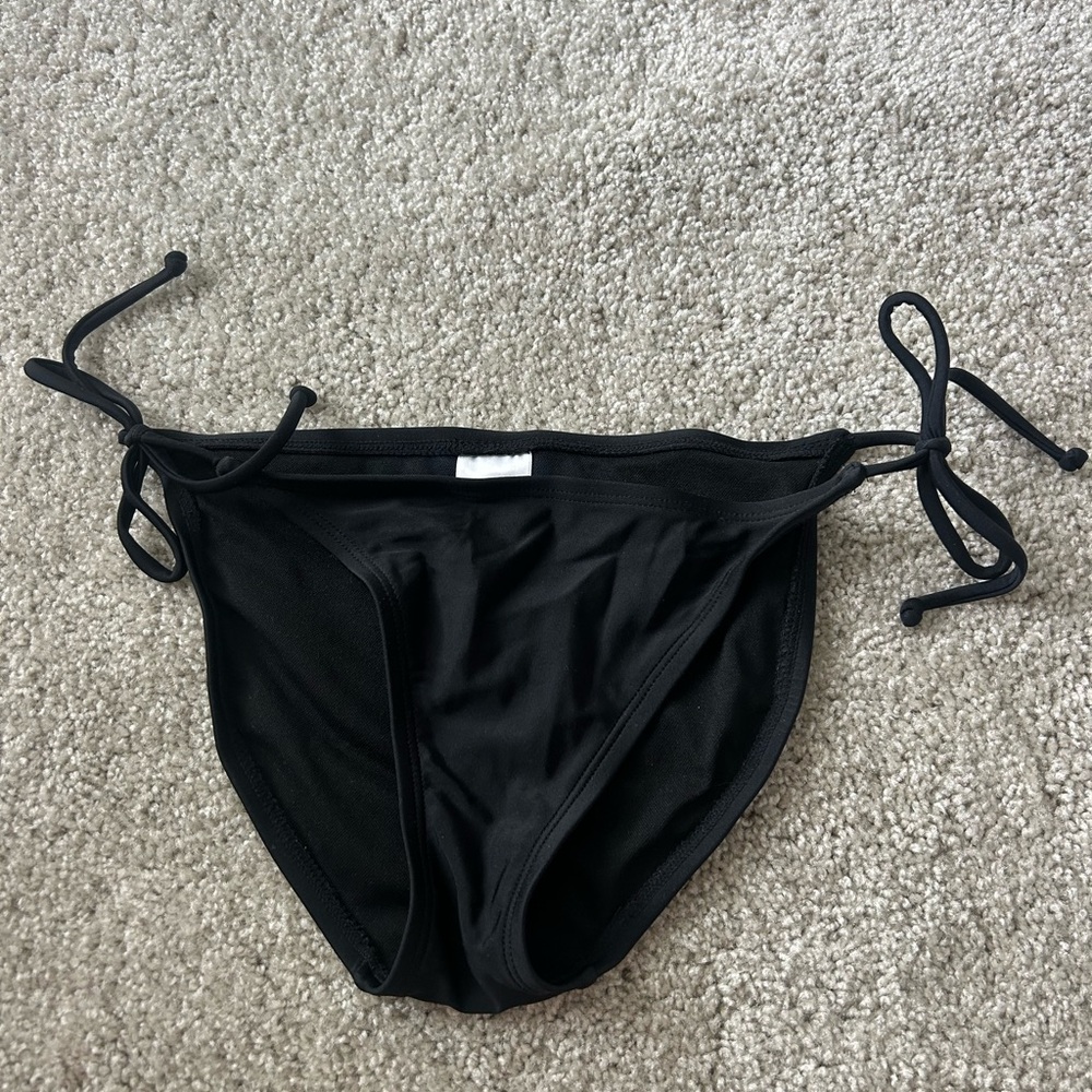 Black Tie-Side Bikini Bottom